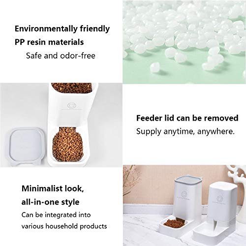 Queta Automatic Cat Feeder and Water Dispenser, Automatic Fountain Food/Water Dispenser for Pets-3.75Lx 2 Pieces- Dog/Cat Food Pet Bowl Accessories BPA Free