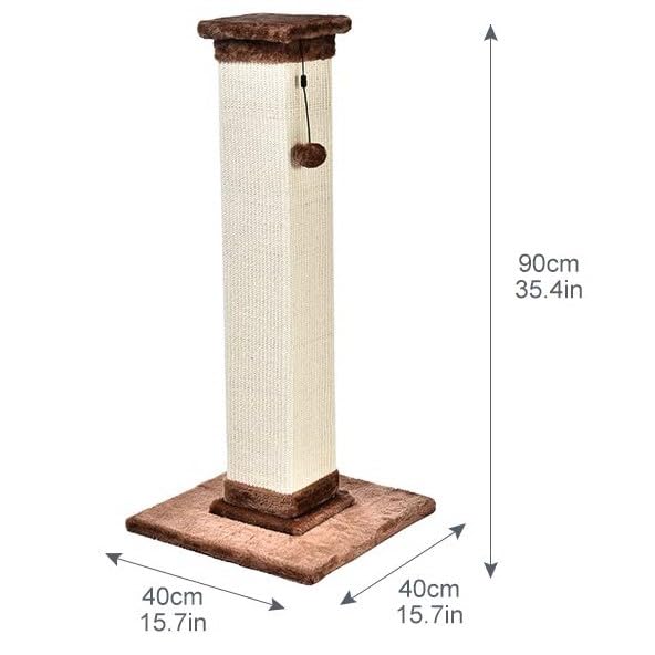 Amazon Basics Large Premium Tall Cat Scratching Post - 15.75’’ L x 15.75’’ W x 35.43’’ H, Brown Carpet