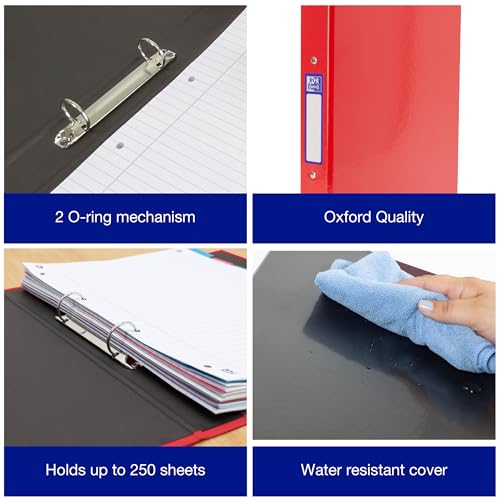 Pack of 3 A4 Ring Binders – Navy, Red, Black, 40mm