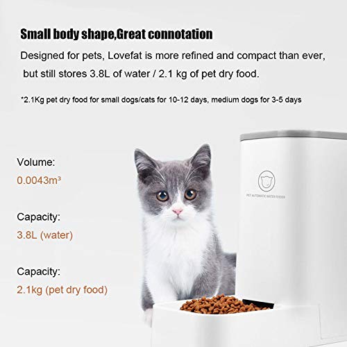 Queta Automatic Cat Feeder and Water Dispenser, Automatic Fountain Food/Water Dispenser for Pets-3.75Lx 2 Pieces- Dog/Cat Food Pet Bowl Accessories BPA Free