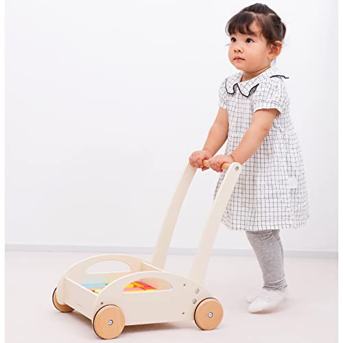 New Classic Toys 11320 Wooden Baby Walker with Blocks, Multi