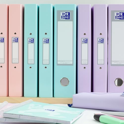 Oxford A4 Ring Binders, Pastel, Pack of 3 Folders 40mm