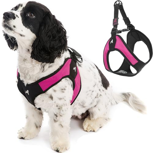 Gooby Escape Free Easy Fit Harness - Hot Pink, X-Small - No Pull Step-in Patented Small Dog Harness with Quick Release Buckle - Perfect On The Go No Pull Harness for Small Dogs or Medium Dog Harness