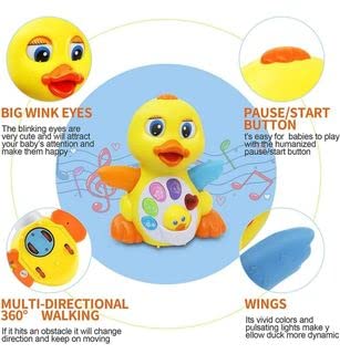 Walking & Dancing Yellow Duck Toy for Toddlers,Infant and Baby - Interactive Action Learning Educational Flapping Light up Dancing Duck with Music, Light Up & Dancing Modes, 6 Singing Musical Songs