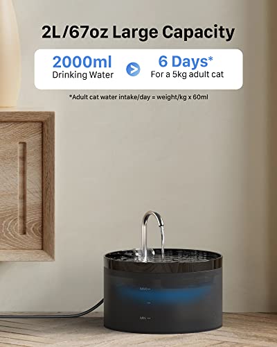 Cat Water Fountain for Drinking: Cat Fountain - 2L Cat Water Fountain - Water Fountain Cat Bowl