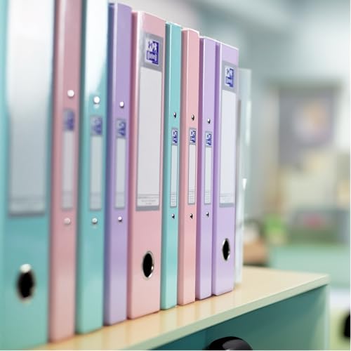 Oxford A4 Ring Binders, Pastel, Pack of 3 Folders 40mm