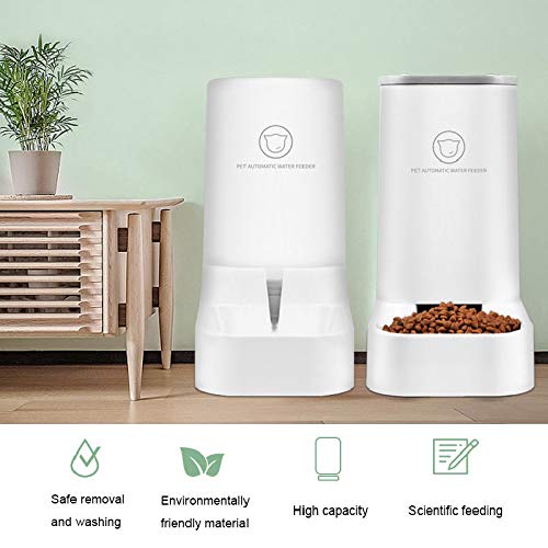 Queta Automatic Cat Feeder and Water Dispenser, Automatic Fountain Food/Water Dispenser for Pets-3.75Lx 2 Pieces- Dog/Cat Food Pet Bowl Accessories BPA Free