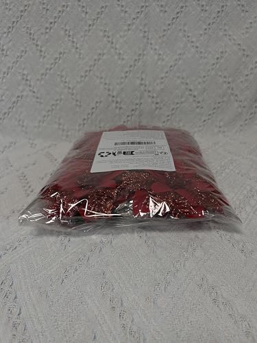 15 Red Glitter Poinsettia Christmas Ornaments with Clips