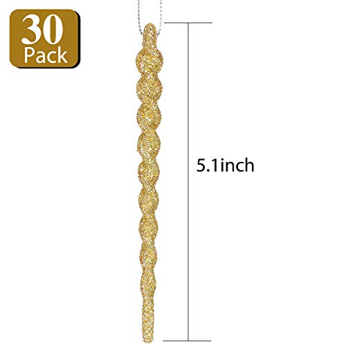 30 Gold Twisted Plastic Icicle Ornaments