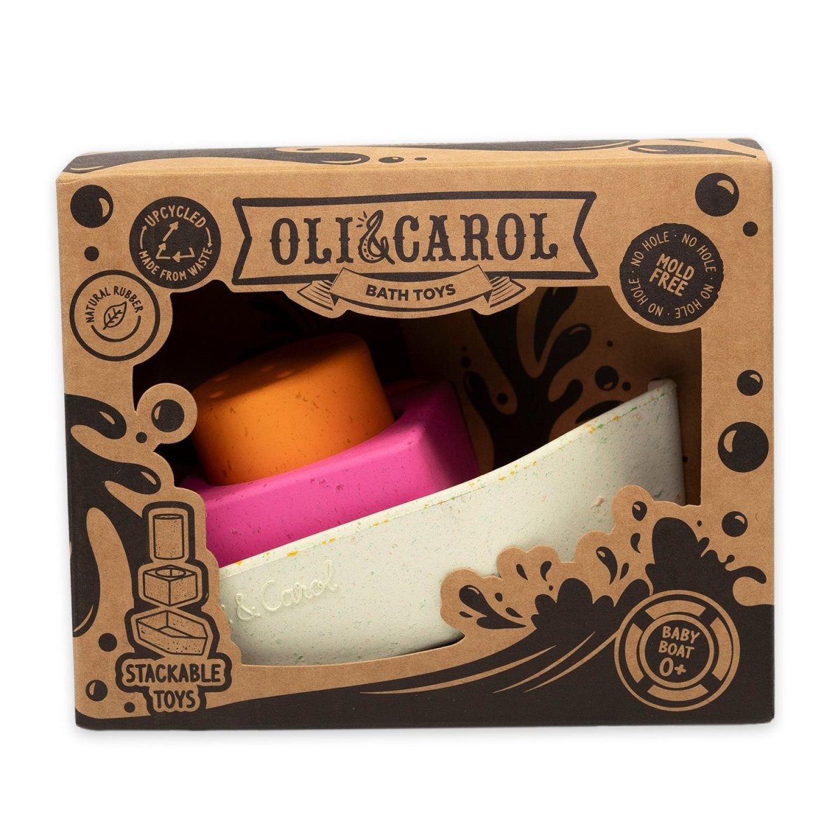 Oli & Carol Upcycled Boat Bath Toy Orange – Bath Toys for children, available at Learning Bugs UK