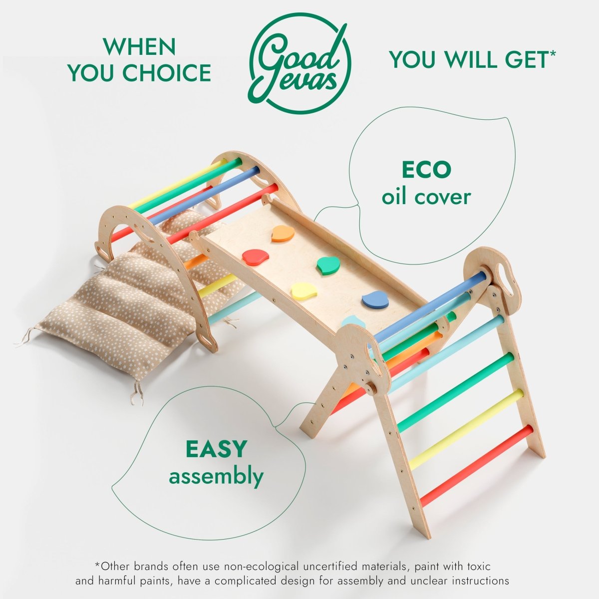 Goodevas 4 in 1 Montessori Climbing Set – Rainbow – 4in1 Playsets for children, available at Learning Bugs UK