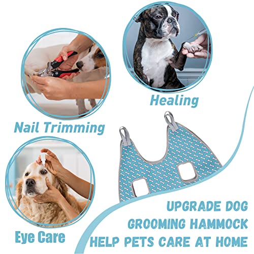 Supet Dog Grooming Hammock Harness for Cats & Dogs, Relaxation Pet Grooming Hammock Restraint Dog & Small Animal Leashes Sling for Grooming Dog Grooming Helper, Coral blue