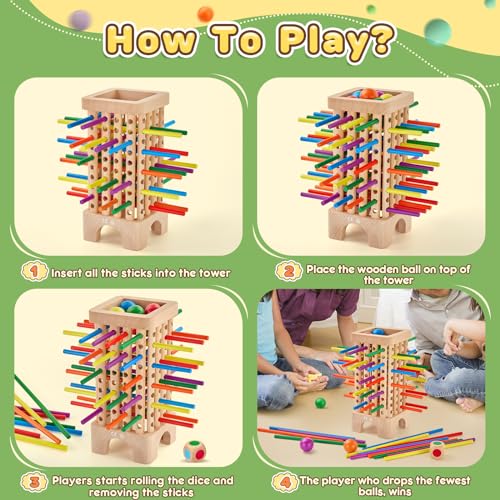 Montessori Game Wooden Board Game, 42 Colorful Wooden