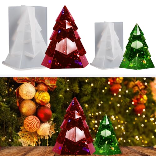 2pcs 3D Christmas Tree Silicone Molds for Resin