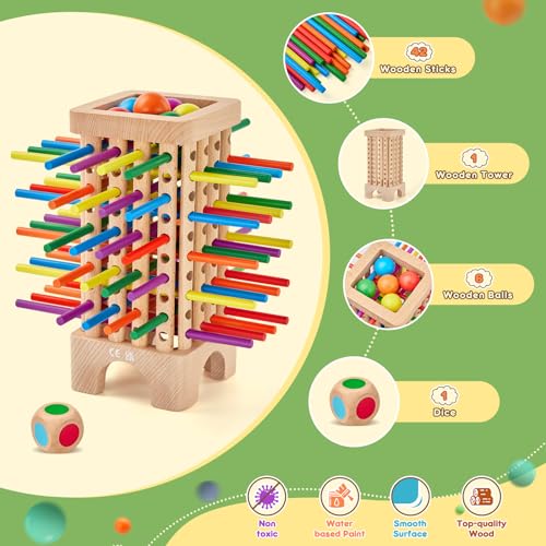 Montessori Game Wooden Board Game, 42 Colorful Wooden