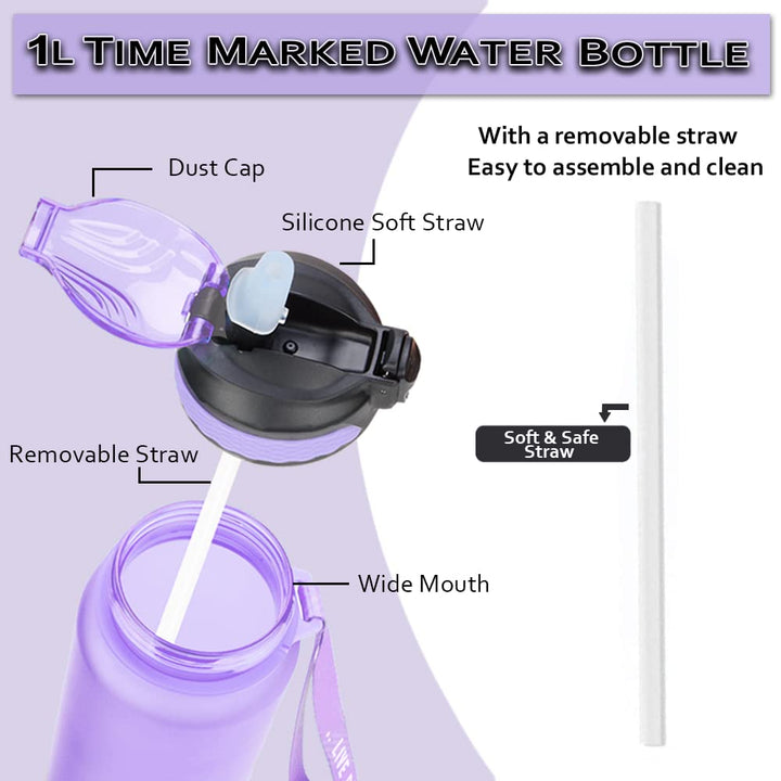 Light Purple 1L Time-Marked Water Bottle