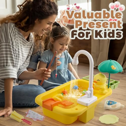 Electric Toy Kitchen Sink with Water & Accessories