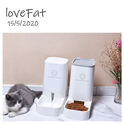 Queta Automatic Cat Feeder and Water Dispenser, Automatic Fountain Food/Water Dispenser for Pets-3.75Lx 2 Pieces- Dog/Cat Food Pet Bowl Accessories BPA Free