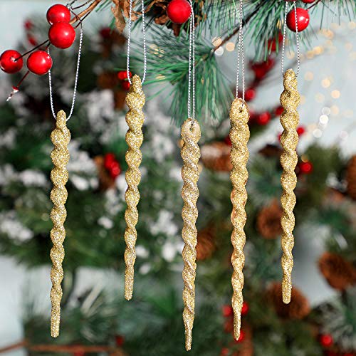 30 Gold Twisted Plastic Icicle Ornaments