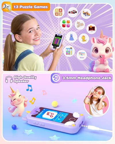 Kikapabi Kids Phone Toys for Girls Boys, Educational Learning Girls Boys Toys with Camera Games Music Torch Function