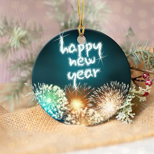 Happy New Year 2025 Ceramic Ornament