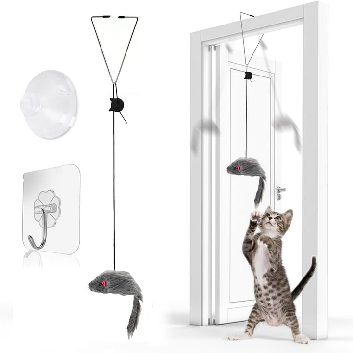 FYNIGO Self-Play 3 Ways Hanging Door Cat Mouse Toys for indoor Cats Kitten,Interactive Cat Mice Toys