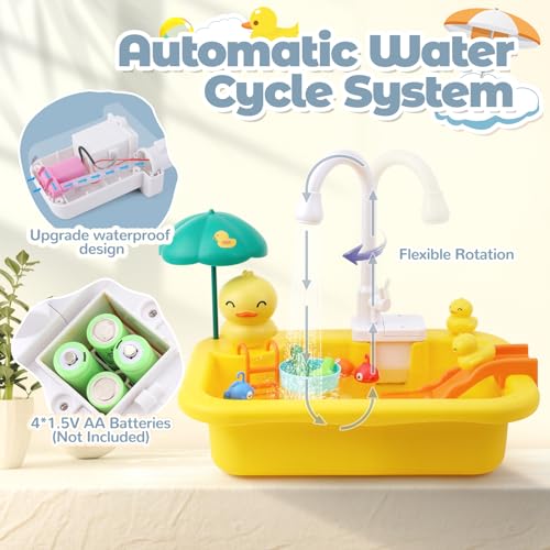 Electric Toy Kitchen Sink with Water & Accessories