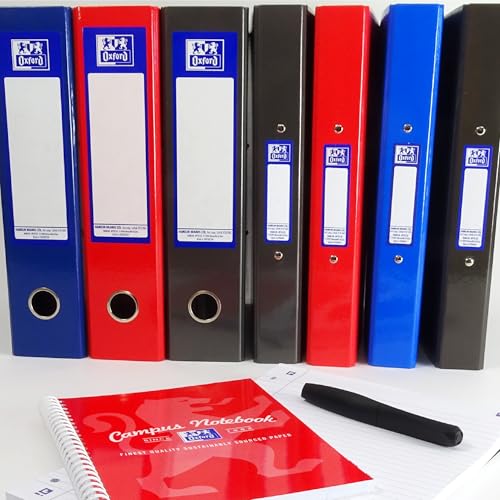 Pack of 3 A4 Ring Binders – Navy, Red, Black, 40mm