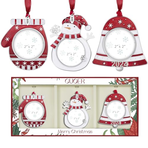 Snowman Christmas Photo Frame Ornament Set