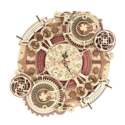 ROKR 3D DIY Wooden Puzzle for Adults Teens Zodiac Wall Clock Model Kits for Adults