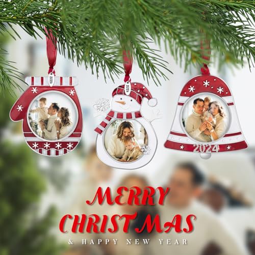 Snowman Christmas Photo Frame Ornament Set