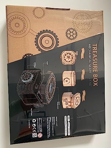 RoWood 3D Wooden Puzzle Treasure Box Model Kits for Adults to Build, Puzzle Box Combination Lock Mechanism