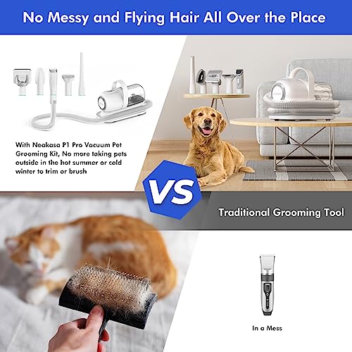 Neakasa Self Cleaning Dog Grooming Kit Professional, 13000Pa P1 Pro Dog Vacuum Groomer, Dog Grooming Clippers Corded