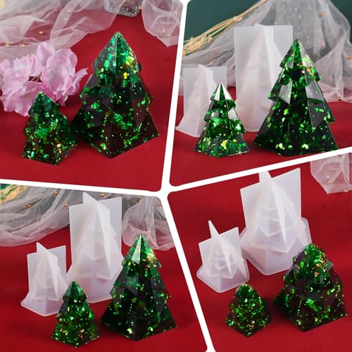 2pcs 3D Christmas Tree Silicone Molds for Resin