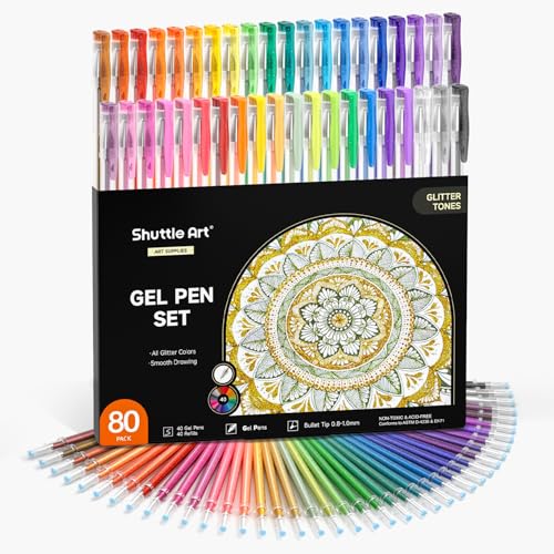 Shuttle Art 80-Color Glitter Gel Pen Set