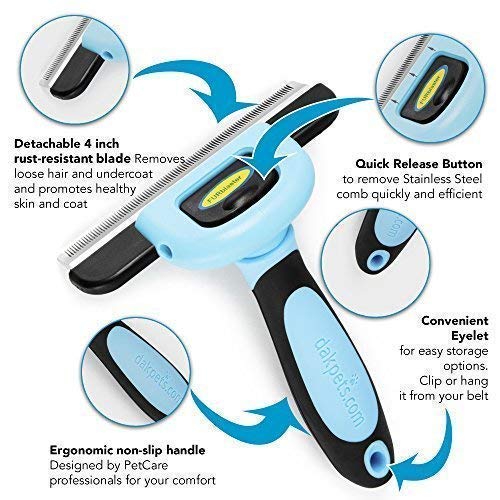 DakPets Pet Deshedding Tool | Professional Cat and Dog Brush for Shedding | Fur Deshedding Brush and Pet Hair Remover for Cats and Dogs