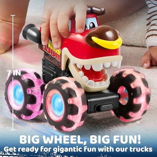 JOYIN 3 Pack Monster Truck Toys for Boy Girl Age 2 3 4 5 6, Motion Activated Light-Up Cars