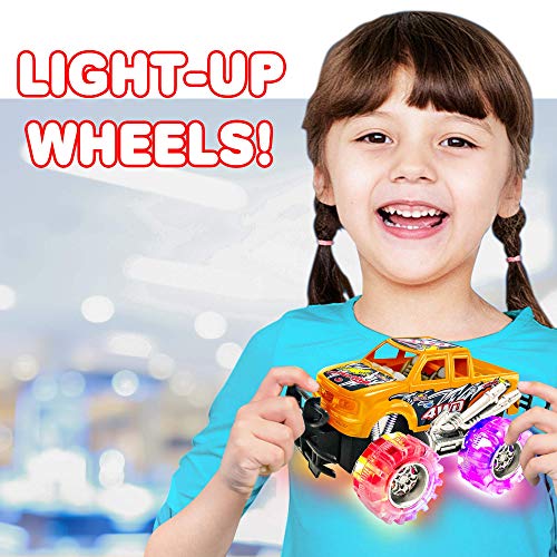 ArtCreativity Orange and White Light Up Monster Truck Set for Boys and Girls