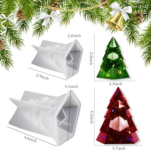 2pcs 3D Christmas Tree Silicone Molds for Resin