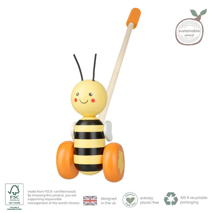 Honey Bee - Animal Push and Pull Along Toys for 1 Year Old