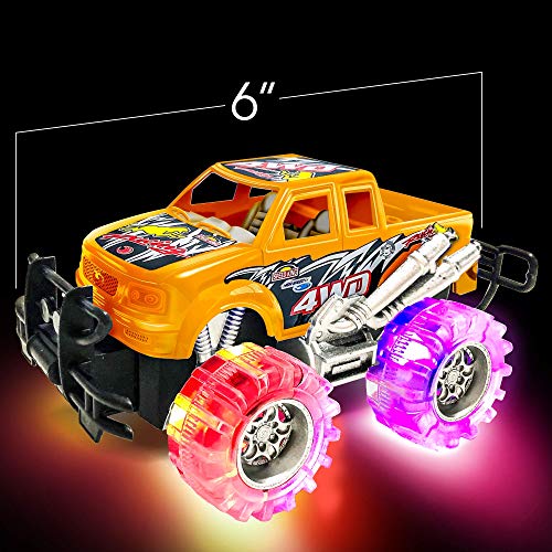 ArtCreativity Orange and White Light Up Monster Truck Set for Boys and Girls