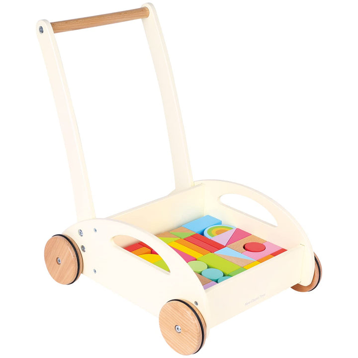 New Classic Toys 11320 Wooden Baby Walker with Blocks, Multi