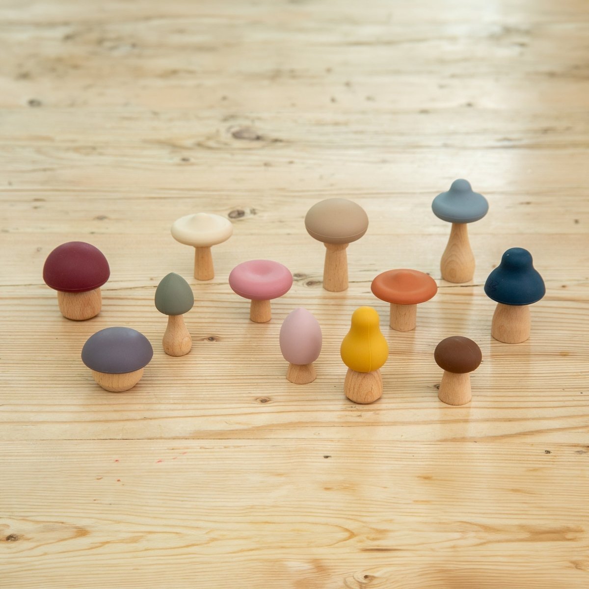 SiliSoft® Woodland Mushroom Set (Earth) – Baby Toys & Activity Equipment for children, available at Learning Bugs UK