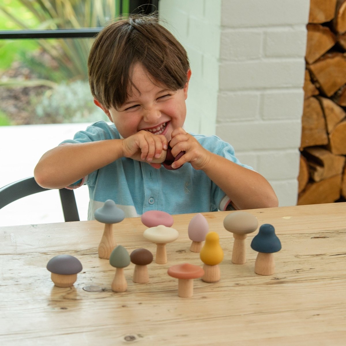 SiliSoft® Woodland Mushroom Set (Earth) – Baby Toys & Activity Equipment for children, available at Learning Bugs UK