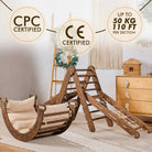 Goodevas 5in1 Montessori Climbing Frame with Slide & Net – Chocolate – 5in1 Playsets for children, available at Learning Bugs UK