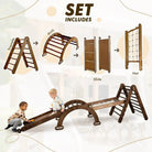 Goodevas 5in1 Montessori Climbing Frame with Slide & Net – Chocolate – 5in1 Playsets for children, available at Learning Bugs UK