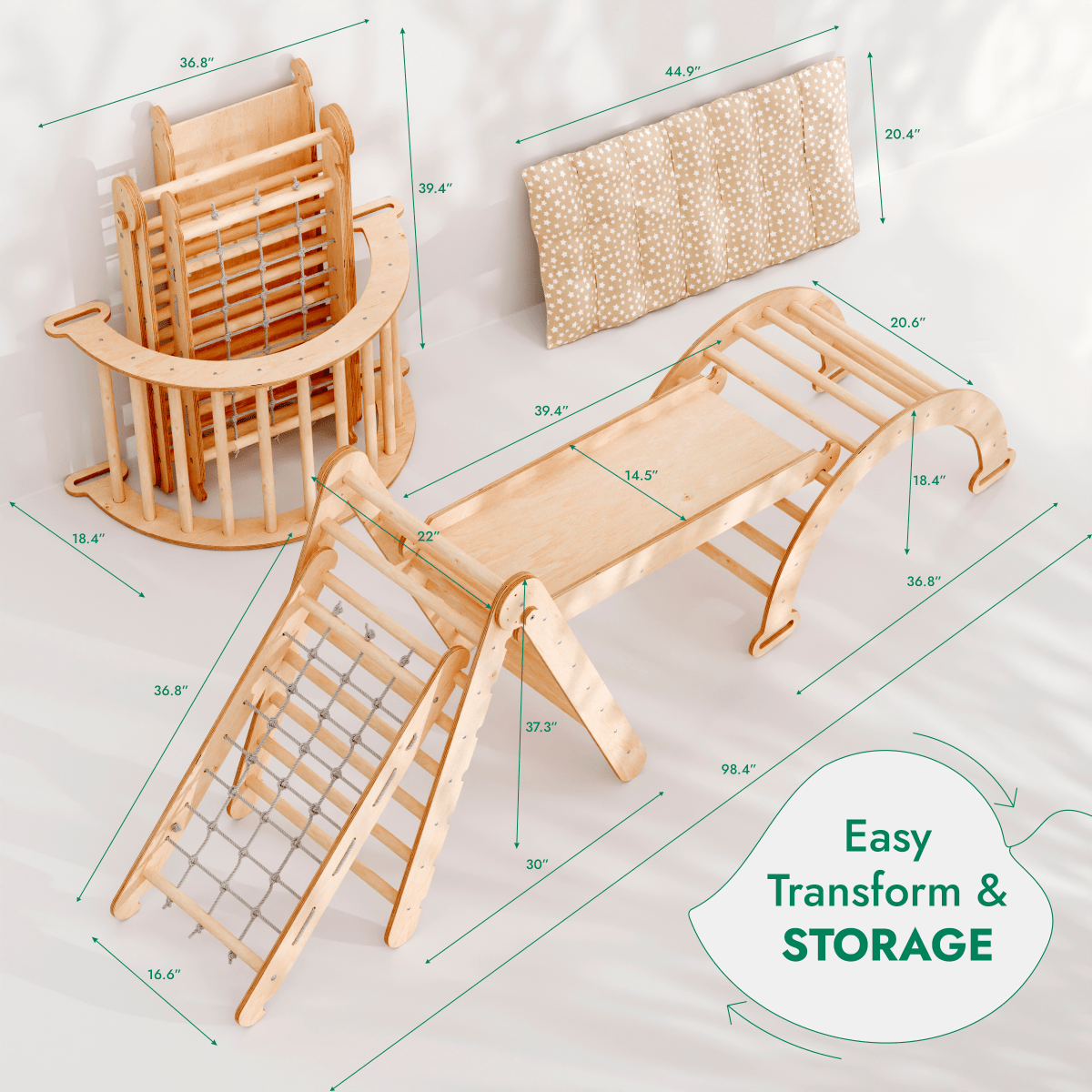 Goodevas 5 in 1 Montessori Climbing Frame – 5in1 Playsets for children, available at Learning Bugs UK