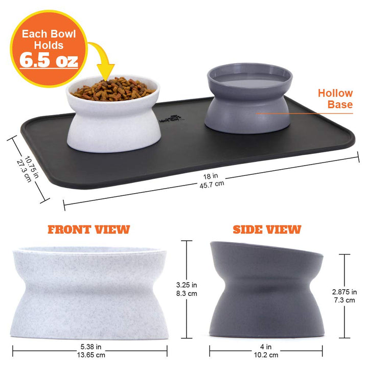 Kitty City Raised Cat Food Bowl Collection/Stress Free Pet Feeder and Waterer and Slow Feed Bowls