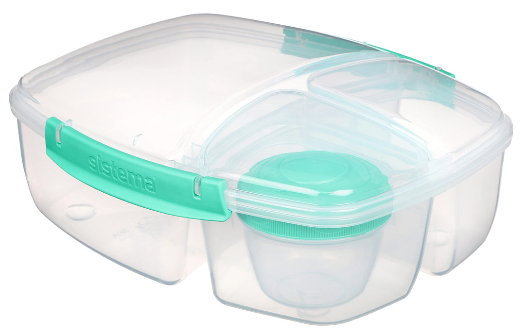 Minty Teal 2L Triple Split Lunch Box & Yogurt Pot