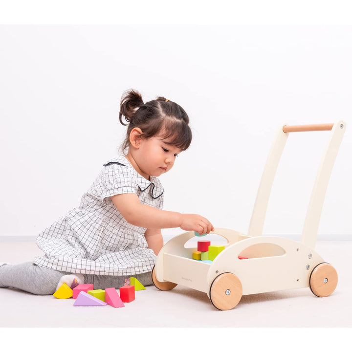 New Classic Toys 11320 Wooden Baby Walker with Blocks, Multi